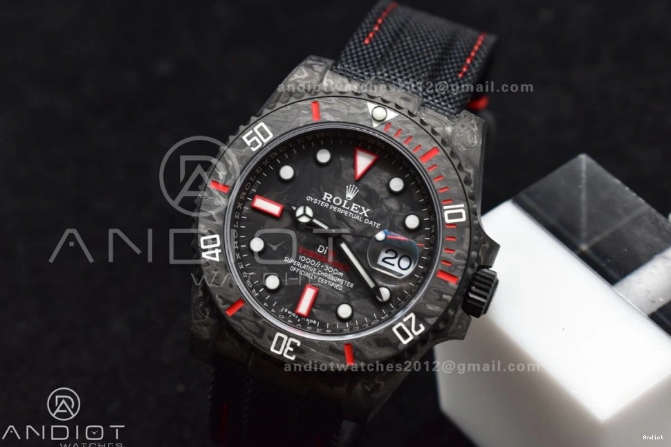 VS3135 DIW Edition Strap 1:1 Dial VSF Black Carbon Submariner Best on Nylon Red Black 0413